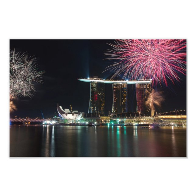 Fireworks at Marina Bay Photo Print (Front)