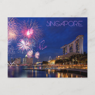 Fireworks at Marina Bay, Singapore Postcard