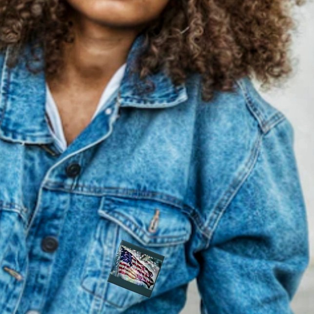 Fireworks Backdrop    15 Cm Square Badge (Wear your patriotism on your jacket, with the Fireworks Backdrop Button!)