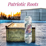 Fireworks Backdrop II Skateboard<br><div class="desc">Fireworks bursting in explosive flares, highlighting this symbol, of a waving, American flag, displaying, colourful sprays of; red, white, blue, grey, silver, yellow, green, and purple-against a twilight, sky.</div>