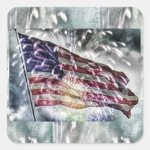 Fireworks Backdrop II  Square Sticker