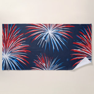 Fireworks Beach Towel