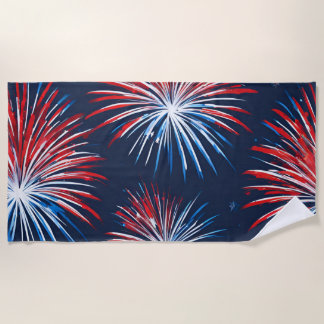 Fireworks Beach Towel