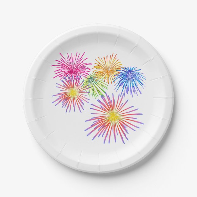 Fireworks Big Party Celebration Firecrackers  Paper Plate (Front)