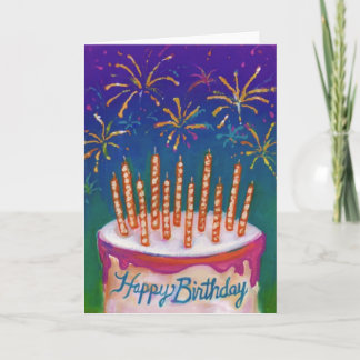 Fireworks Birthday Cake Card
