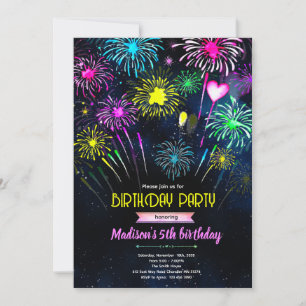 Fireworks Birthday party Invitation