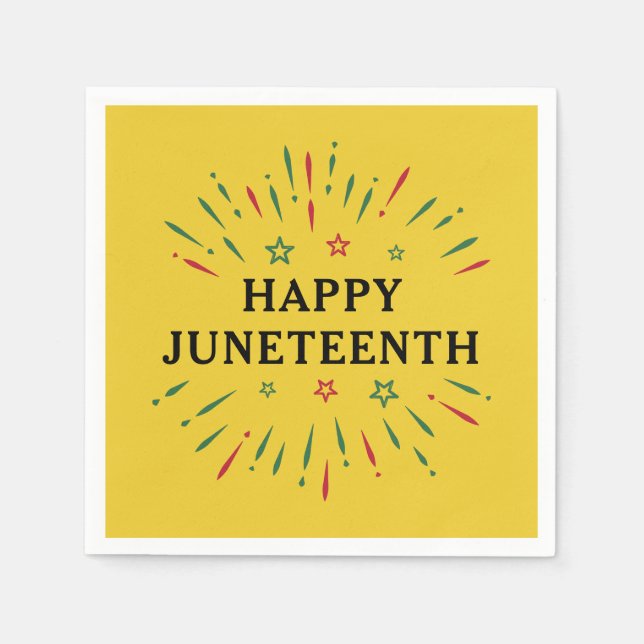 Fireworks Black Independence Day Happy Juneteenth Napkin (Front)