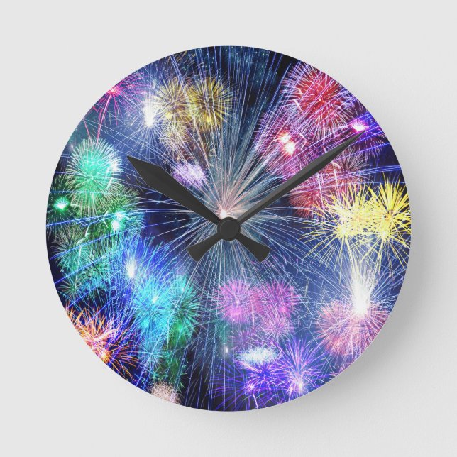 Fireworks Blast Round Clock (Front)