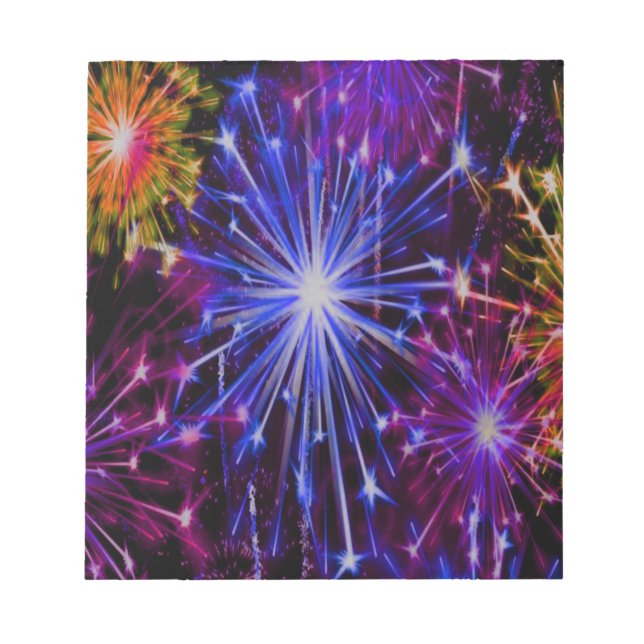 Fireworks Blue and Red Fun and Flashy Notepad (Front)