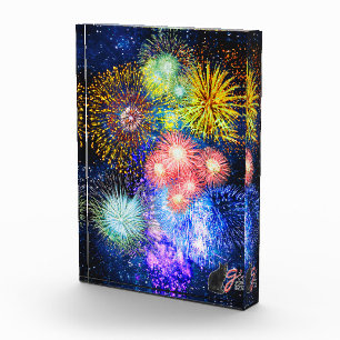 Fireworks Bursts Colour Illustration Acrylic Block