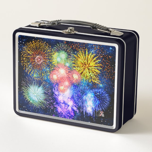 Fireworks Bursts Metal Lunchbox (Front)