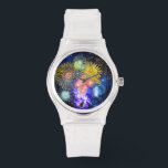 Fireworks Bursts  Watch<br><div class="desc">Wear this fireworks bursts watch to boost your excitement into the stratosphere! Against a starry sky the coruscating display explodes in a cascade of burning colors. The perfect watch for making every hour of every day a celebration…Please note: If you wish to have any Zazzle product imprinted with one of...</div>