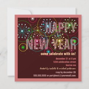 Fireworks Celebration for New Years Eve Party Invitation