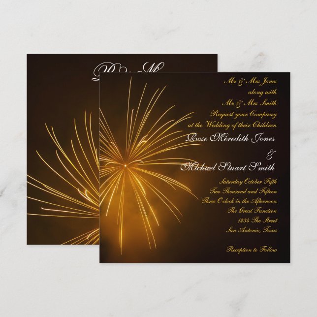 Fireworks Celebration Wedding Invitation (Front/Back)