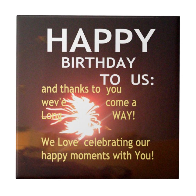 Fireworks Celebration with Thank You Message Ceramic Tile (Front)