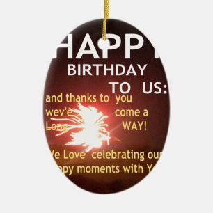Fireworks Celebration with Thank You Message Ceramic Tree Decoration