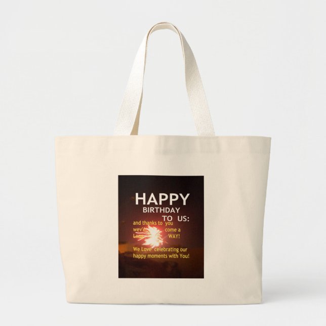 Fireworks Celebration with Thank You Message Large Tote Bag (Front)