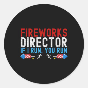 Fireworks Director American Flag 4th Of July 1  Classic Round Sticker