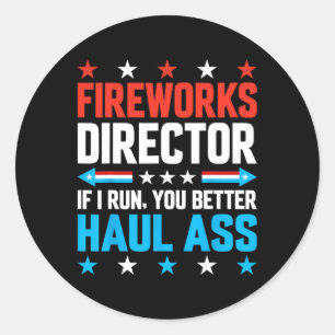 Fireworks Director American Flag 4th Of July Men W Classic Round Sticker