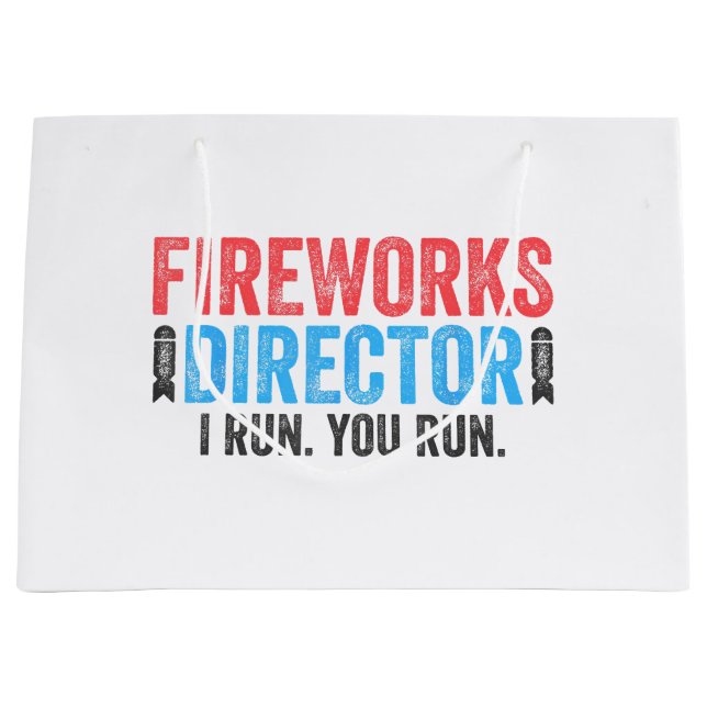 Fireworks Director T-Shirt 4th of July Shirt  Large Gift Bag (Front)