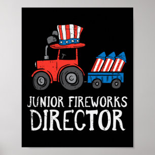 Fireworks Director Tractor 4th Of July Boys Kids Poster