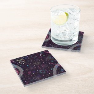 Fireworks Display: Abstract Art  Glass Coaster