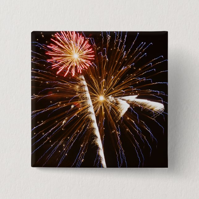 Fireworks display on Savannah River 15 Cm Square Badge (Front)