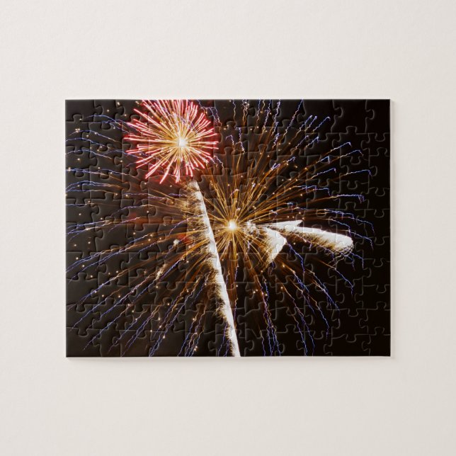 Fireworks display on Savannah River Jigsaw Puzzle (Horizontal)