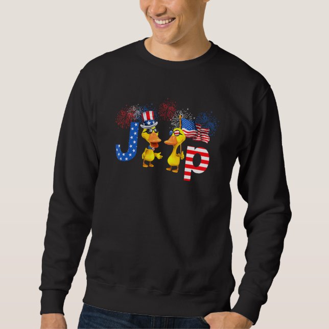 Fireworks Ducks American Flag Happy 4th Of July Sweatshirt (Front)