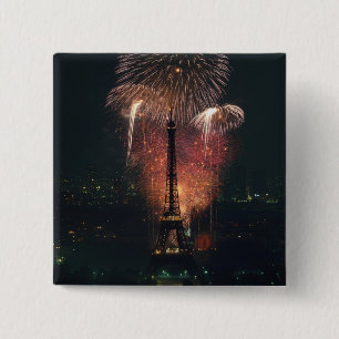 Fireworks, Eiffel Tower, Paris, France 15 Cm Square Badge