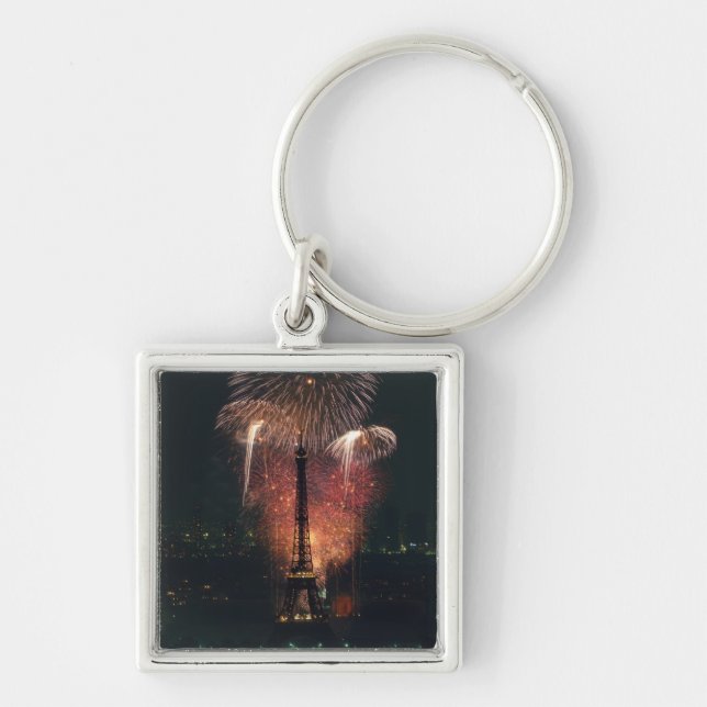 Fireworks, Eiffel Tower, Paris, France Key Ring (Front)