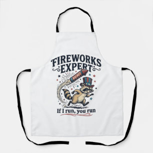 Fireworks Expert Raccoon Vintage Fourth of July Sh Apron