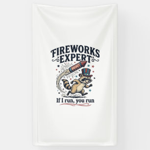 Fireworks Expert Raccoon Vintage Fourth of July Sh Banner