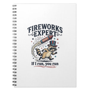 Fireworks Expert Raccoon Vintage Fourth of July Sh Notebook