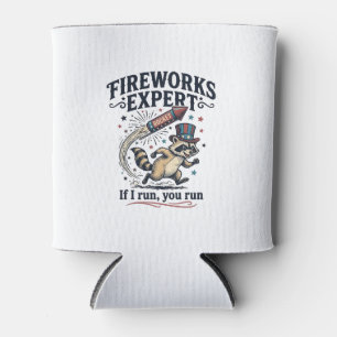 Fireworks Expert Racoon Vintage Fourth of July Sh Can Cooler