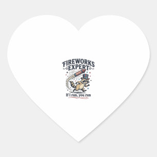 Fireworks Expert Racoon Vintage Fourth of July Sh Heart Sticker
