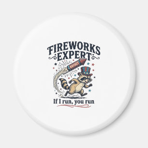 Fireworks Expert Racoon Vintage Fourth of July Sh Magnet