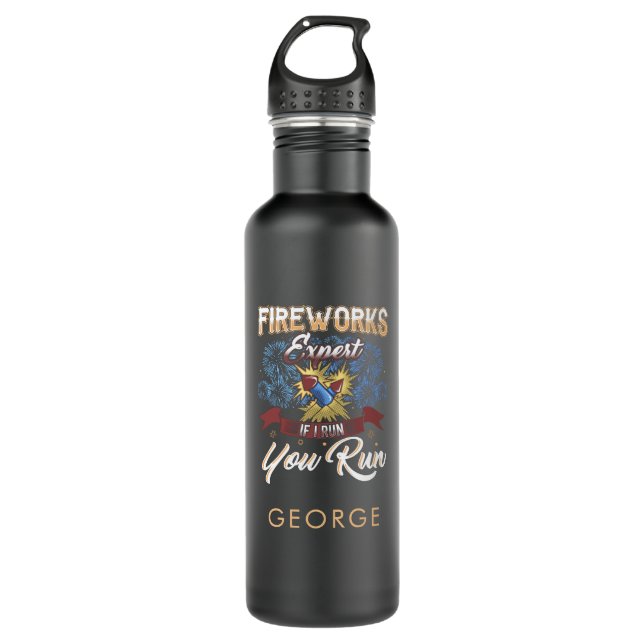 Fireworks Expert Run If I Run Holiday Personalised 710 Ml Water Bottle (Front)
