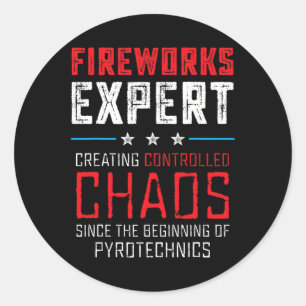 Fireworks Expert Shirt Men Boys Funny 4th Of July Classic Round Sticker
