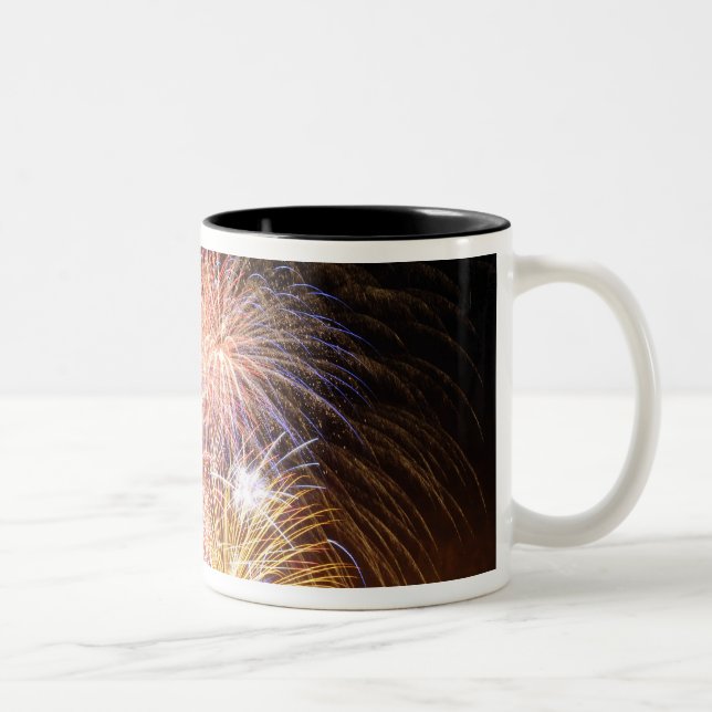 Fireworks explode Two-Tone coffee mug (Right)