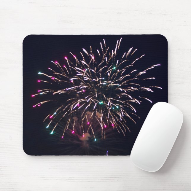Fireworks Exploding at Night Fourth of July Photo Mouse Pad (With Mouse)