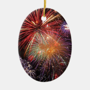 Fireworks Finale Ceramic Ornament