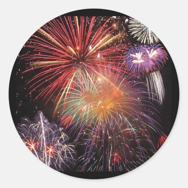 Fireworks Finale Classic Round Sticker (Front)