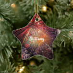 Fireworks Finale Custom Name Ceramic Ornament<br><div class="desc">Patriotic and Fireworks Holidays and remembrance show on this item. This design looks good on any product. ⭐PERSONALIZE this template with your artwork. ⭐EDIT it further to make more changes. ⭐TRANSFER this design to any product. Visit all my stores at bit.ly/SandyspiderStores (cut and paste).</div>