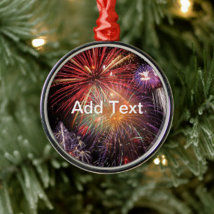 Fireworks Finale Custom Text Metal Tree Decoration