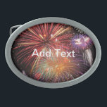 Fireworks Finale Oval Belt Buckle<br><div class="desc">Patriotic Holidays like Veterans Day, Memorial Day, 4th of July, 9-11 and Fireworks with vintage and modern designs. Many of the vintage designs have been custom made as my designs and will not be found elsewhere. Please contact me at sandy@sandyspider.com if you would like something special just for you or...</div>