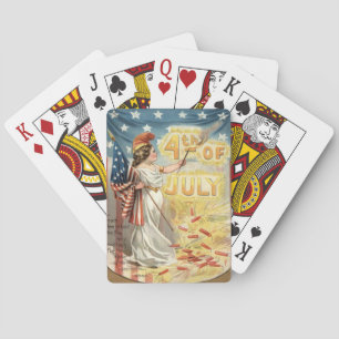 Fireworks Firecracker Lady Liberty US Flag Playing Cards