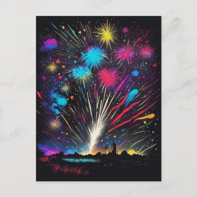 Fireworks | Fourth of July Independence Day Invite Postcard (Front)