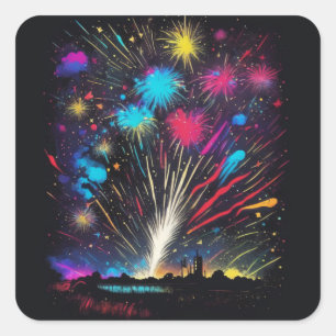 Fireworks Fourth of July Independence Day Square Sticker