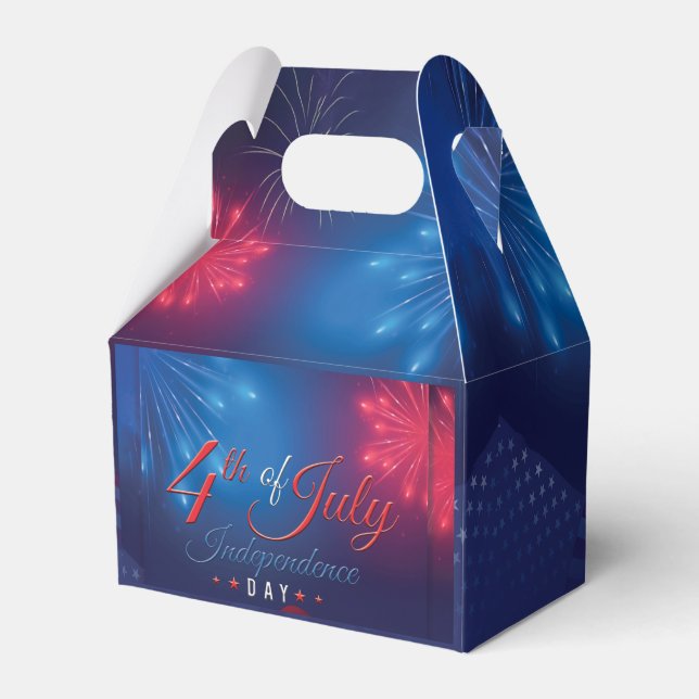 Fireworks Fourth Of July With The Statue Of Libert Favour Box (Front Side)